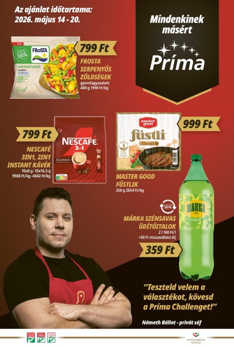 CBA Príma akciós újság od 14. 5. 2026 do 20. 5. 2026