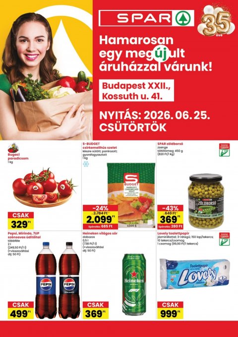 SPAR Bp. Kossuth utca megújulás akciós újság od 25. 6. 2026 do 1. 7. 2026