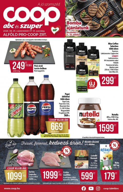COOP Alföld akciós újság od 25. 6. 2026 do 1. 7. 2026