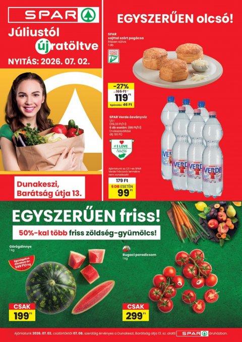 SPAR Dunakeszi nyitás akciós újság od 2. 7. 2026 do 8. 7. 2026