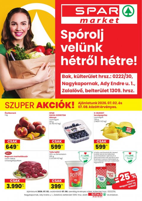 SPAR Market Bak, Nagykapornak, Zalalövő akciós újság od 2. 7. 2026 do 2. 7. 2026