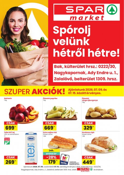 SPAR Market Bak, Nagykapornak, Zalalövő akciós újság od 9. 7. 2026 do 15. 7. 2026