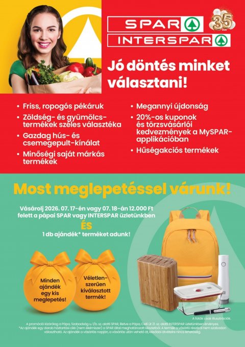 SPAR Pápa akciós újság od 16. 7. 2026 do 22. 7. 2026