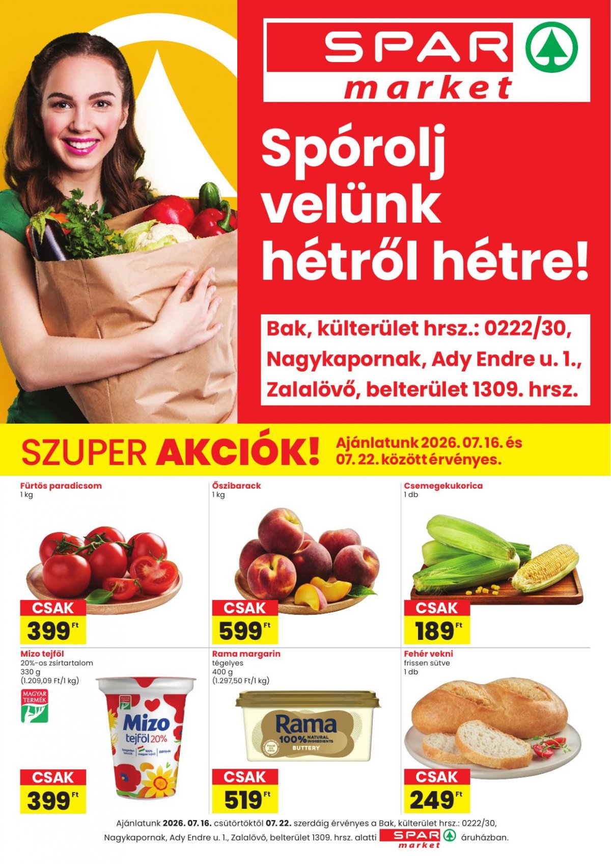 SPAR Market Bak, Nagykapornak, Zalalövő akciós újság od 16. 7. 2026 do 22. 7. 2026