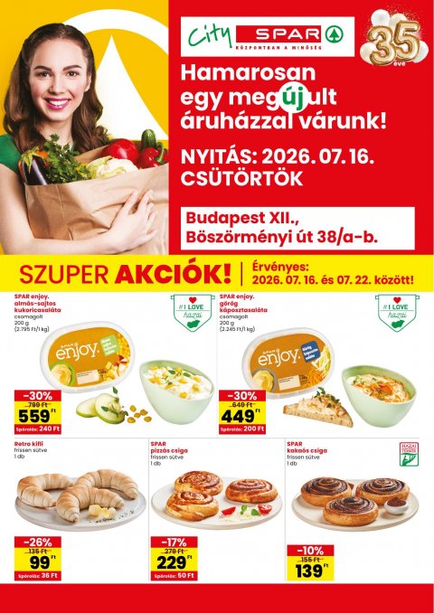 SPAR City Spar Bp. XIII. Böszörményi út akciós újság od 16. 7. 2026 do 22. 7. 2026