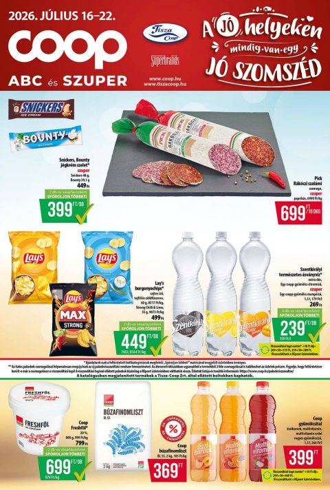 COOP Tisza akciós újság od 16. 7. 2026 do 22. 7. 2026