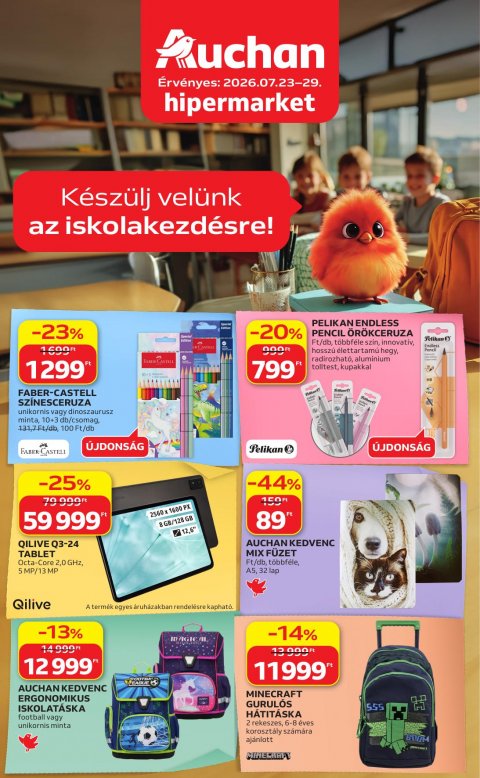 AUCHAN Hipermarket Iskolakezdés akciós újság od 23. 7. 2026 do 29. 7. 2026