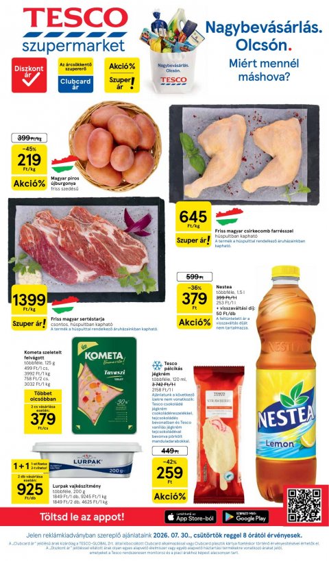 TESCO Szupermarket akciós újság od 30. 7. 2026 do 5. 8. 2026