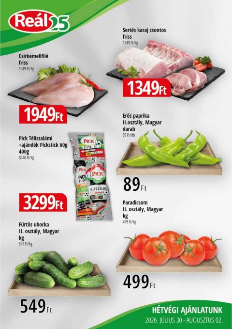 REAL Reál Bevásárló hétvége akciós újság od 30. 7. 2026 do 2. 8. 2026