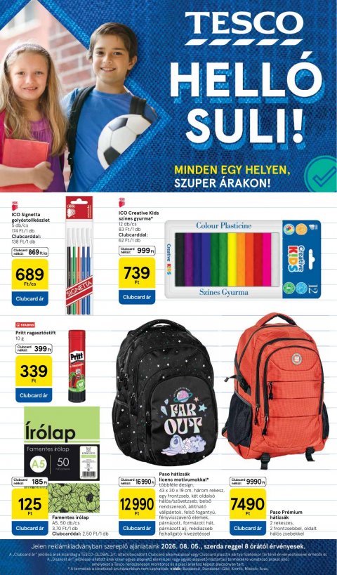 TESCO Iskolakezdés akciós újság od 5. 8. 2026 do 13. 9. 2026