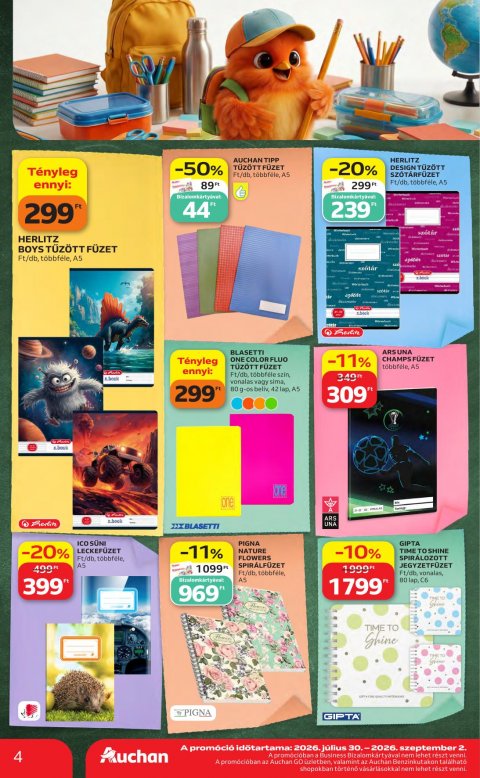 AUCHAN Hipermarket Iskolakezdés akciós