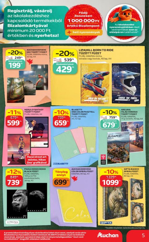AUCHAN Hipermarket Iskolakezdés akciós