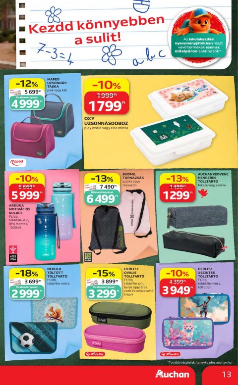 AUCHAN Hipermarket Iskolakezdés akciós