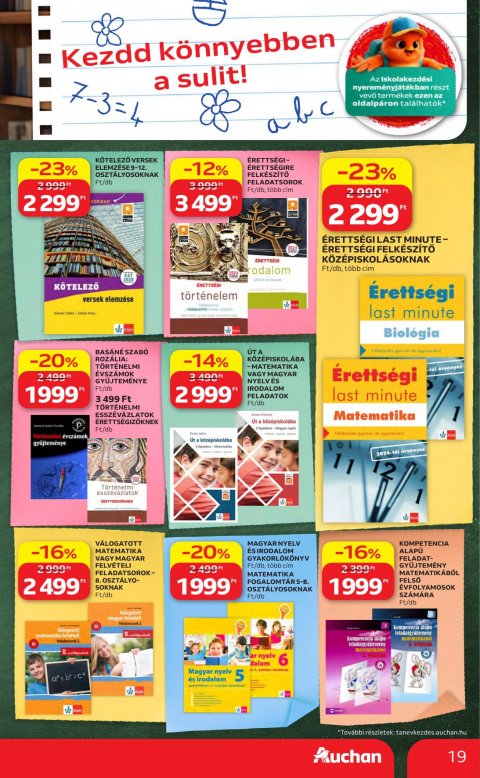 AUCHAN Hipermarket Iskolakezdés akciós