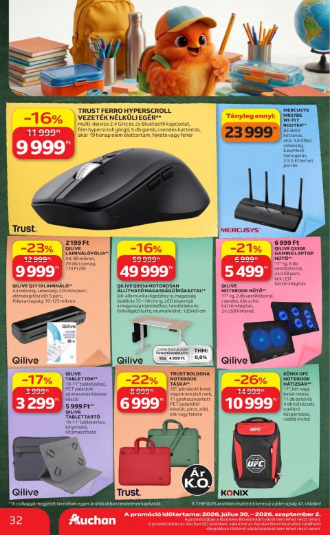 AUCHAN Hipermarket Iskolakezdés akciós