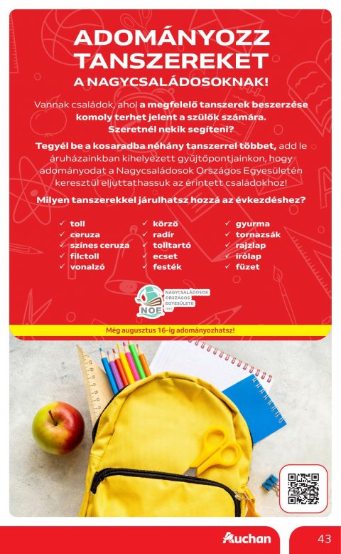 AUCHAN Hipermarket Iskolakezdés akciós