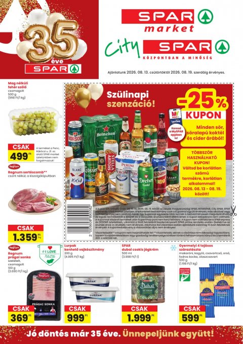 SPAR Market és City Spar akciós újság od 13. 8. 2026 do 19. 8. 2026