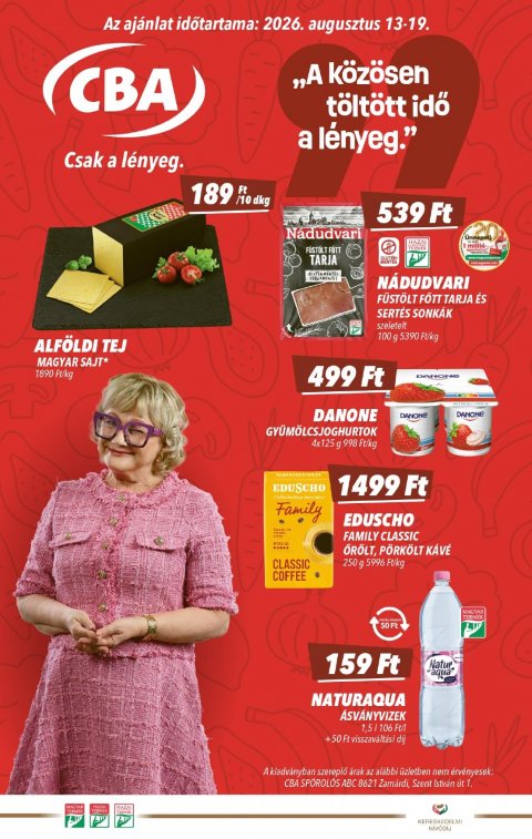 CBA akciós újság od 13. 8. 2026 do 19. 8. 2026
