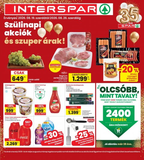 INTERSPAR akciós újság od 19. 8. 2026 do 26. 8. 2026