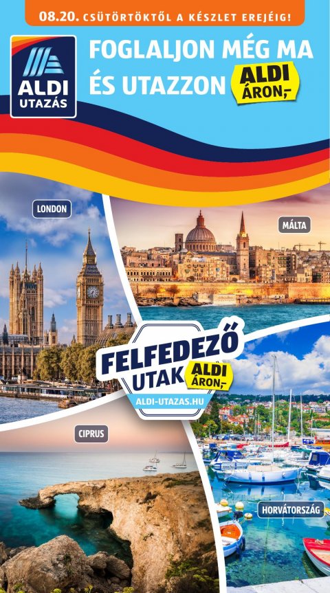 ALDI Utazás akciós újság od 20. 8. 2026 do 20. 8. 2026