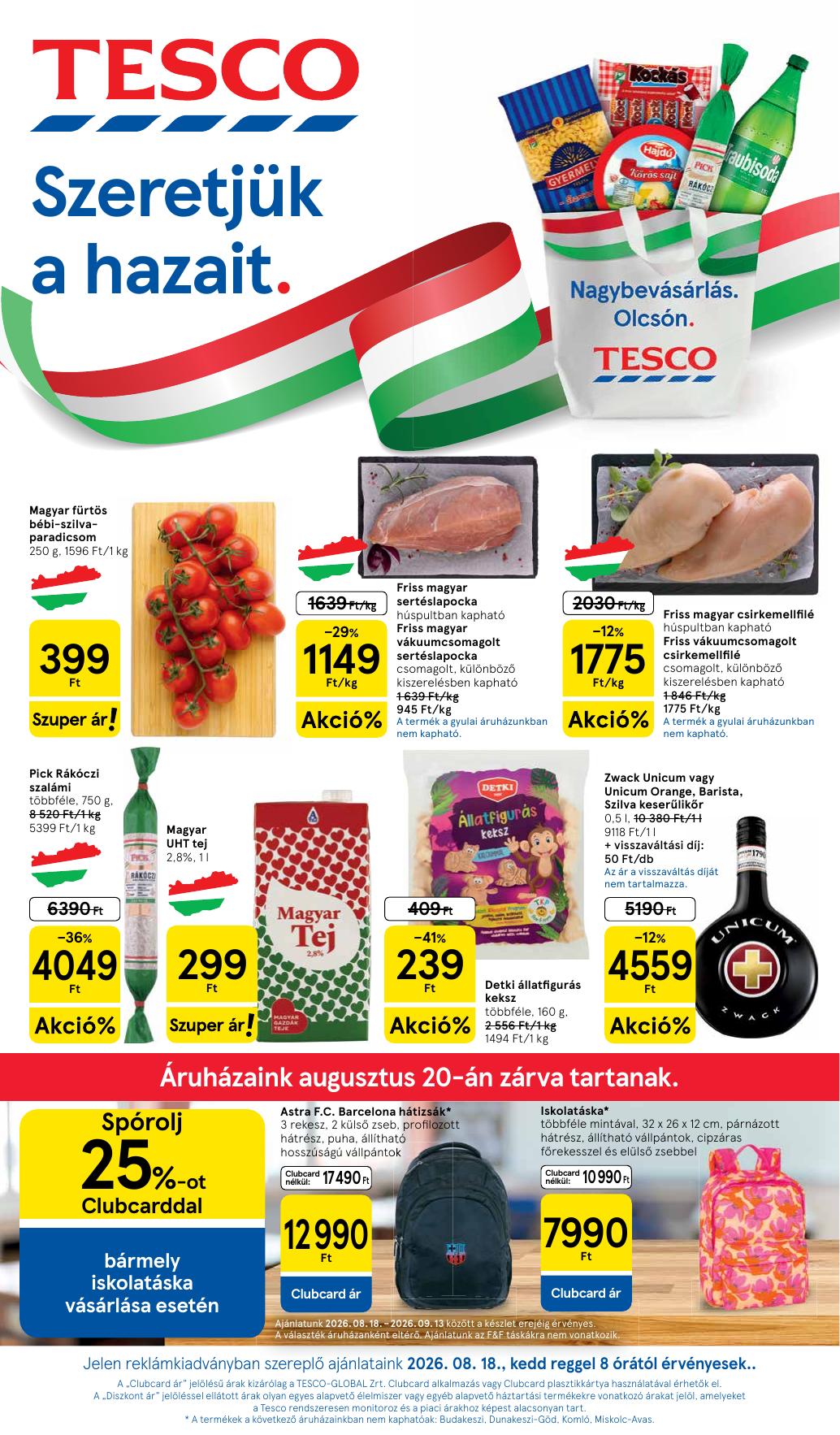 TESCO Hipermarket akciós újság od 18. 8. 2026 do 26. 8. 2026