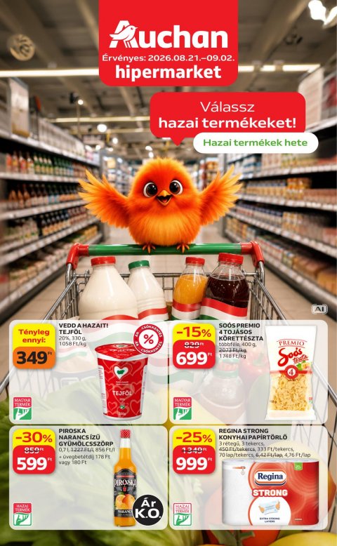AUCHAN Hipermarket Hazai termékek akciós újság od 21. 8. 2026 do 2. 9. 2026