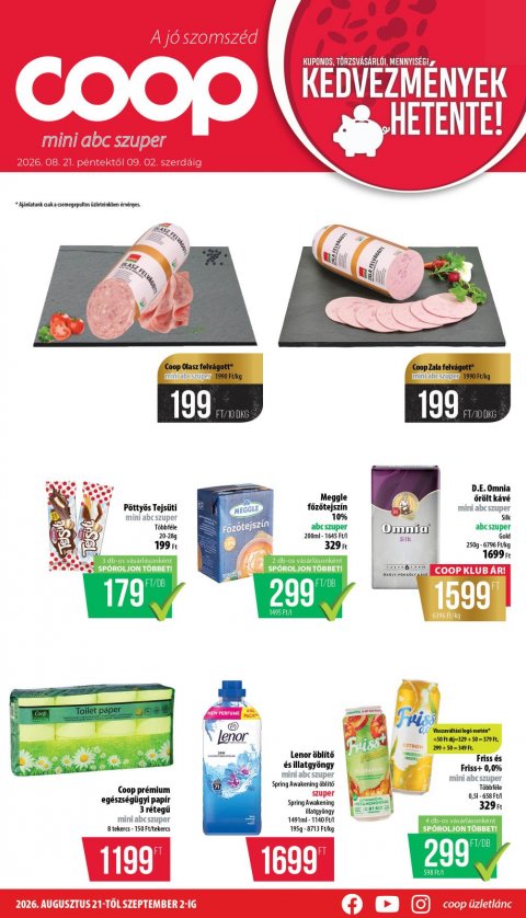 COOP Nyírzem akciós újság od 21. 8. 2026 do 2. 9. 2026