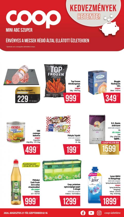 COOP Mecsek akciós újság od 21. 8. 2026 do 2. 9. 2026