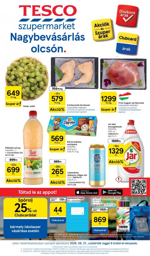 TESCO Szupermarket akciós újság od 27. 8. 2026 do 2. 9. 2026