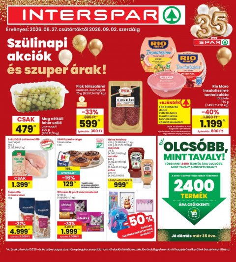 INTERSPAR akciós újság od 27. 8. 2026 do 2. 9. 2026