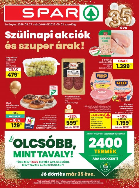 SPAR akciós újság od 27. 8. 2026 do 2. 9. 2026