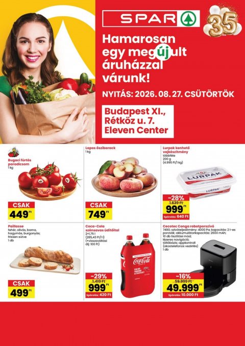 SPAR Bp. XI, Rétköz utca újranyitás akciós újság od 27. 8. 2026 do 2. 9. 2026
