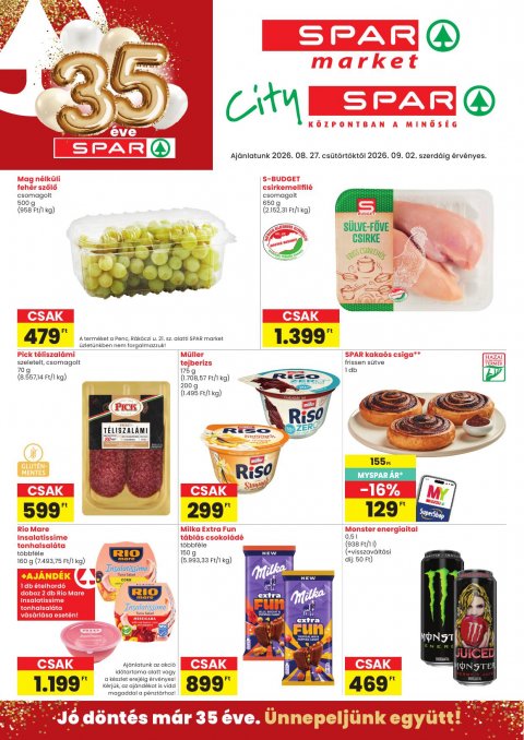 SPAR Market és City Spar akciós újság od 27. 8. 2026 do 2. 9. 2026