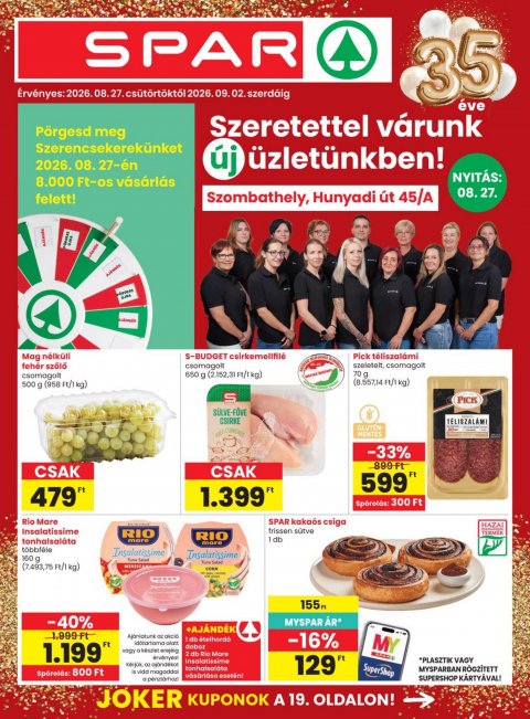 SPAR Szombathely üzletnyitás akciós újság od 27. 8. 2026 do 2. 9. 2026