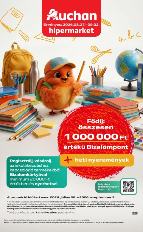 AUCHAN Hipermarket Iskolakezdés akciós újság od 27. 8. 2026 do 2. 9. 2026