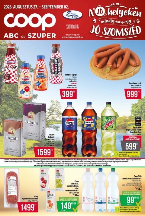 COOP Tisza akciós újság od 27. 8. 2026 do 2. 9. 2026