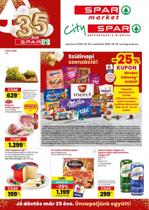 SPAR Market és City Spar akciós újság od 3. 9. 2026 do 9. 9. 2026