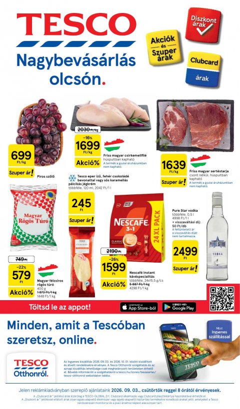 TESCO Hipermarket akciós újság od 3. 9. 2026 do 9. 9. 2026