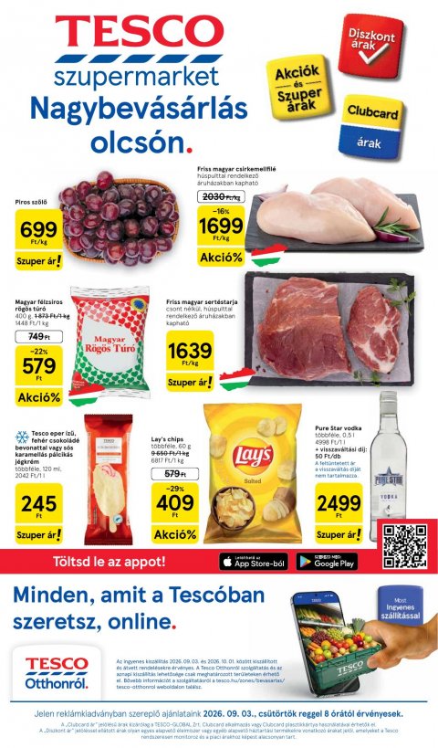 TESCO Szupermarket akciós újság od 3. 9. 2026 do 9. 9. 2026