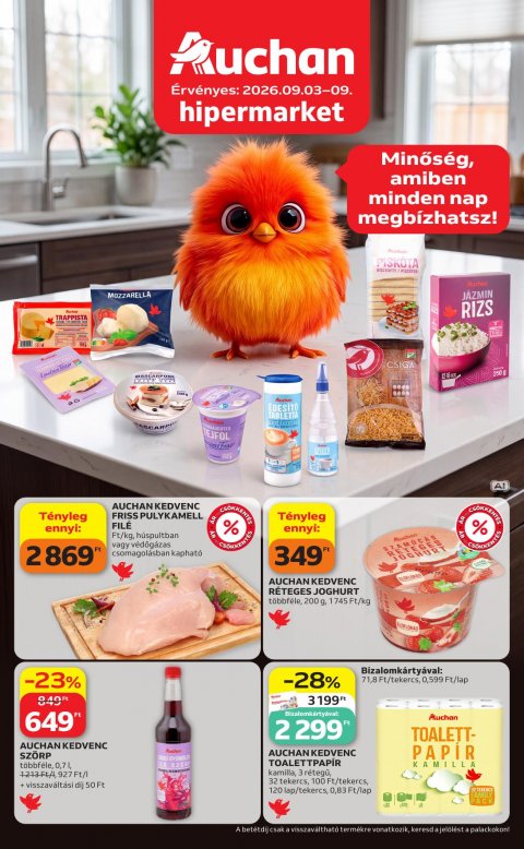 AUCHAN Hipermarket Sajátmárkás akciós újság od 3. 9. 2026 do 9. 9. 2026