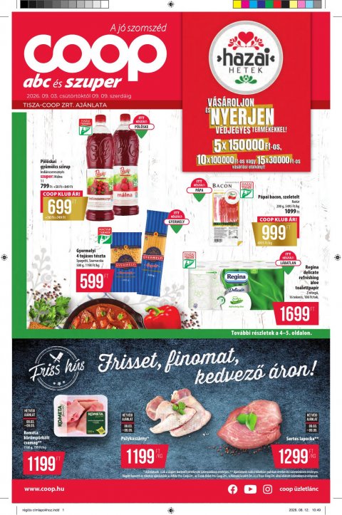 COOP Tisza akciós újság od 31. 8. 2026 do 9. 9. 2026