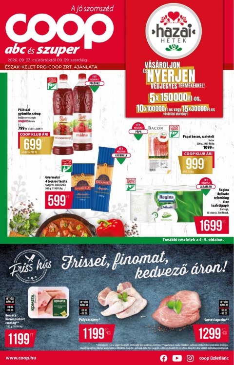 COOP Észak-Kelet akciós újság od 3. 9. 2026 do 9. 9. 2026