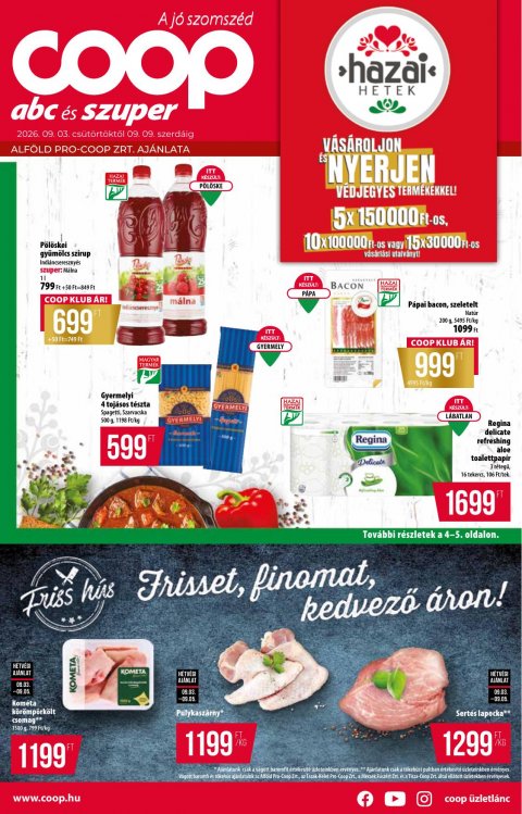 COOP Alföld akciós újság od 3. 9. 2026 do 9. 9. 2026