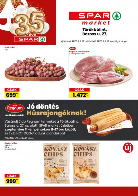 SPAR Market Törökbálint akciós újság od 4. 9. 2026 do 16. 9. 2026