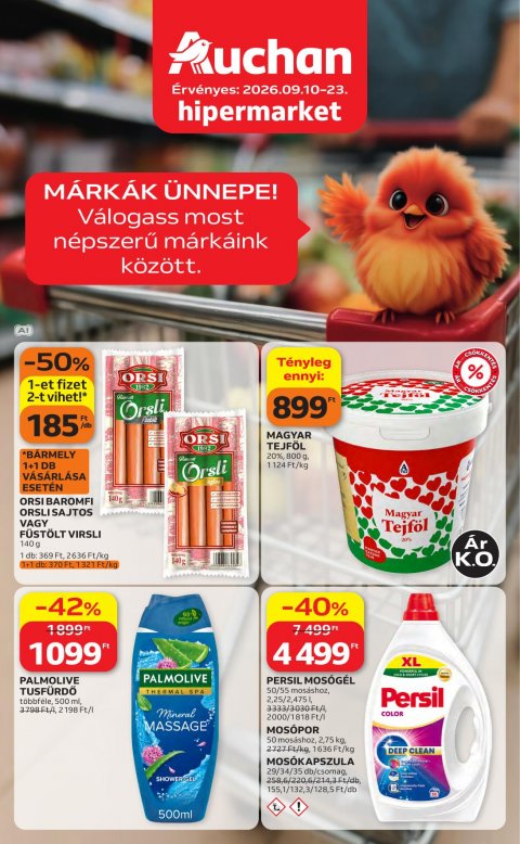 AUCHAN Hipermarket Kedvenc Márkáink akciós újság od 10. 9. 2026 do 23. 9. 2026