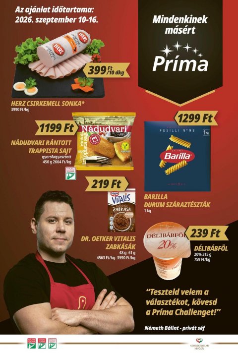 CBA Príma akciós újság od 10. 9. 2026 do 16. 9. 2026