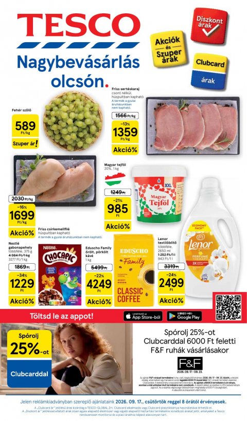 TESCO Hipermarket akciós újság od 17. 9. 2026 do 23. 9. 2026
