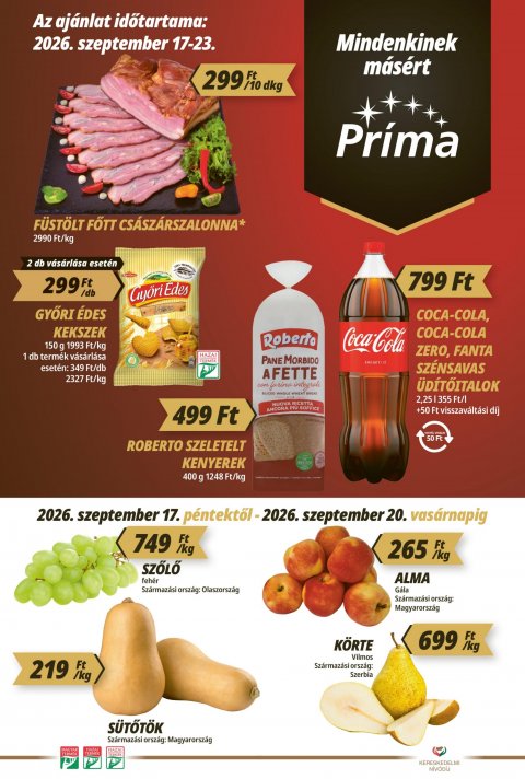 CBA Príma akciós újság od 17. 9. 2026 do 23. 9. 2026