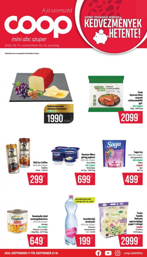 COOP Nyírzem Szabolcs Coop akciós újság od 17. 9. 2026 do 23. 9. 2026