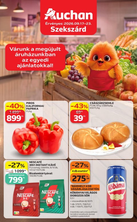 AUCHAN szupermarket Szekszárdi ajánlataink akciós újság od 17. 9. 2026 do 23. 9. 2026